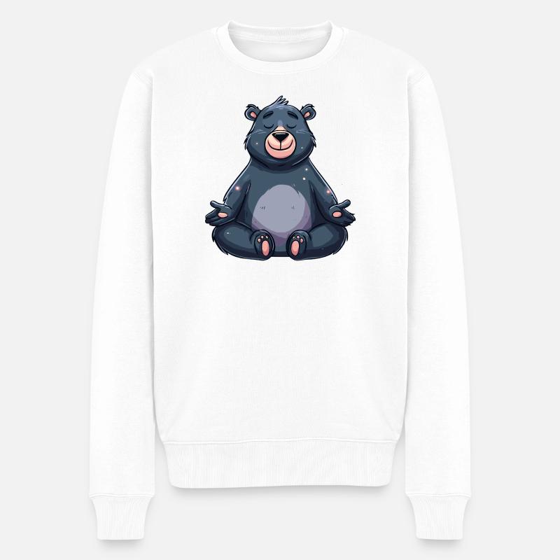Zen Bear méditant - Pull Premium bio Homme - blanc