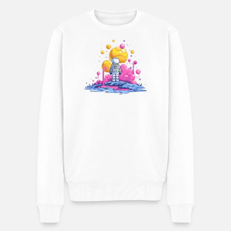 Astronaut auf Farbplanet - Männer Premium Bio Pullover - Weiß