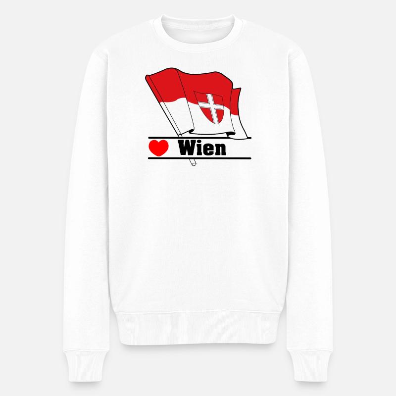 Drapeau de Vienne avec cœur - Pull Premium bio Homme - blanc