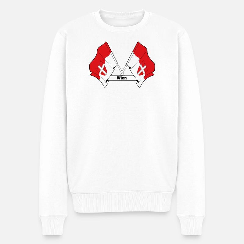 Wiener Flaggen mit Text - Männer Premium Bio Pullover - Weiß