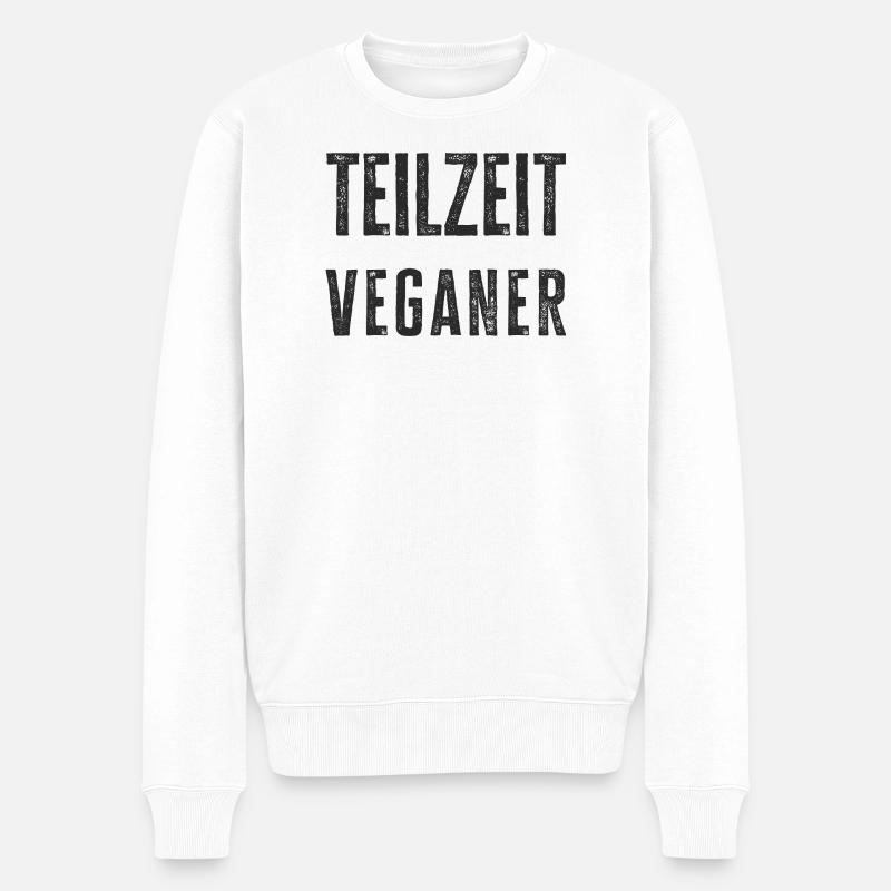 Teilzeit Veganer Stempel-Design - Männer Premium Bio Pullover - Weiß