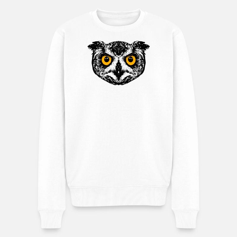 Uhu / Eule / Kauz - Männer Premium Bio Pullover - Weiß