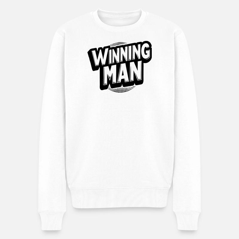 winning man Schriftzug - Männer Premium Bio Pullover - Weiß