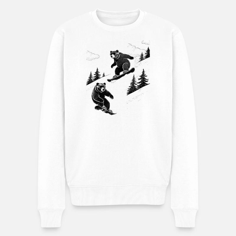 Snowboard Bear - Pull Premium bio Homme - blanc