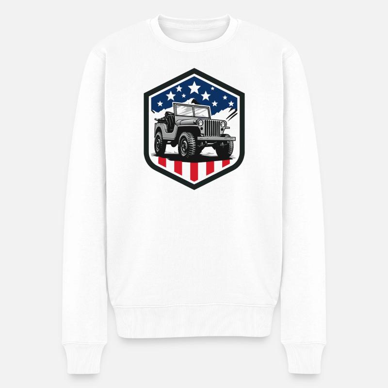 Willys-Overland-Jeep-USA - Männer Premium Bio Pullover - Weiß