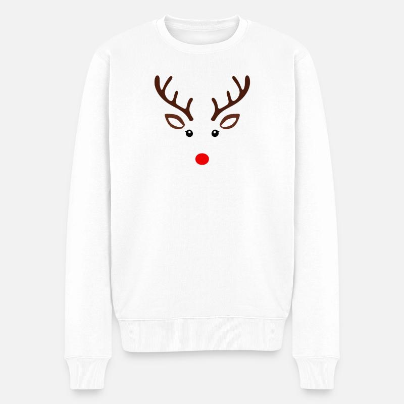 Visage minimal de renne - Pull Premium bio Homme - blanc