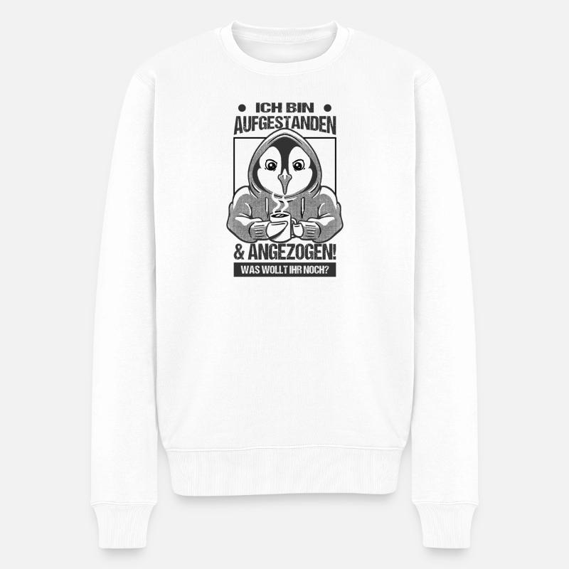 Ironie Sprüche Ironisch Lustig Morgenmuffel Spruch - Männer Premium Bio Pullover - Weiß