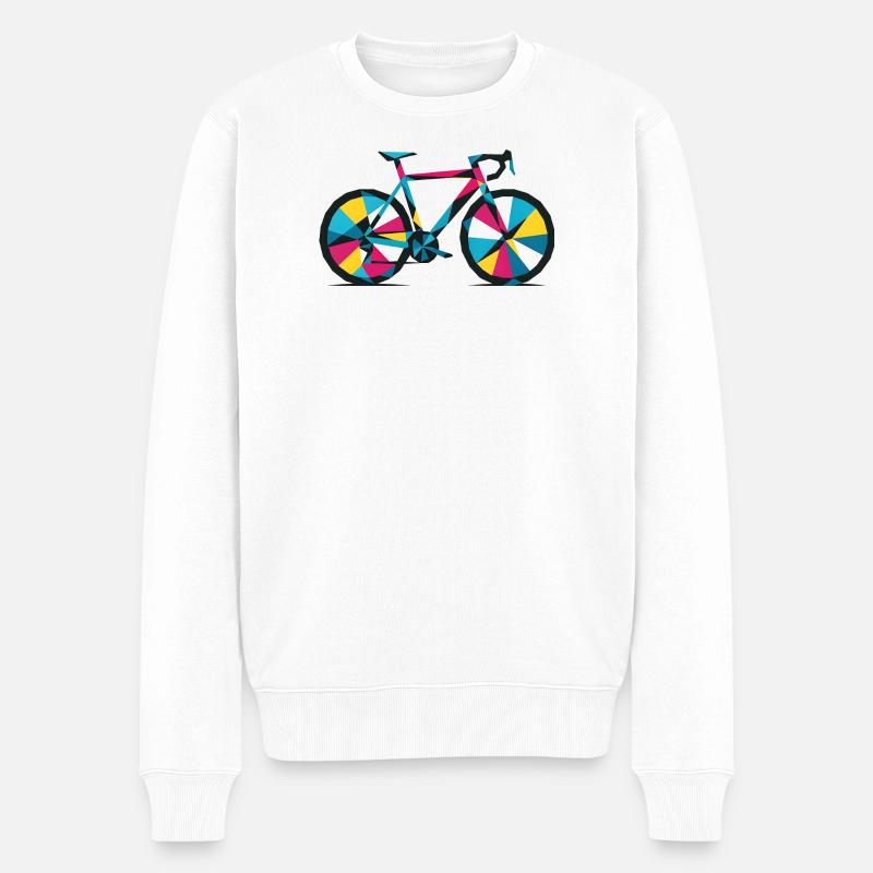 Buntes geometrisches Fahrrad - Männer Premium Bio Pullover - Weiß
