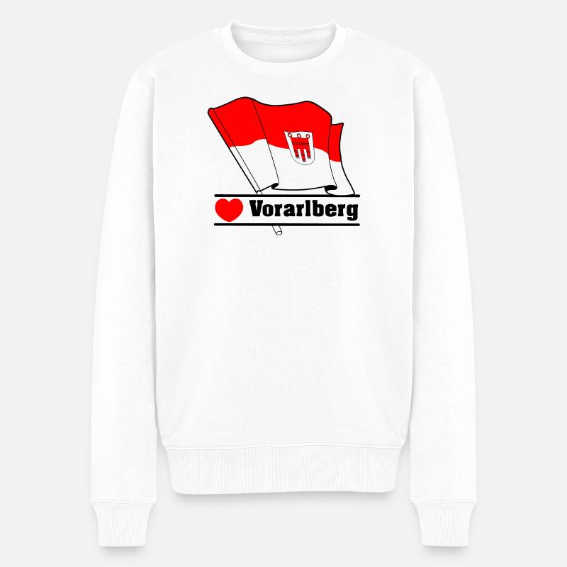 Vorarlberger Flagge mit Herz - Männer Premium Bio Pullover - Weiß