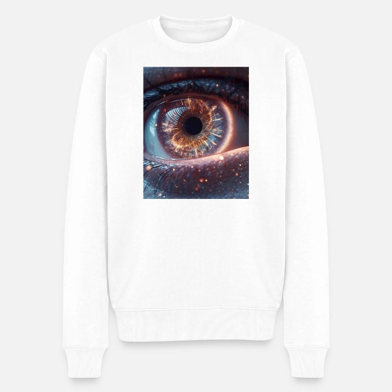 Kosmisches Augenfeuer - Männer Premium Bio Pullover - Weiß