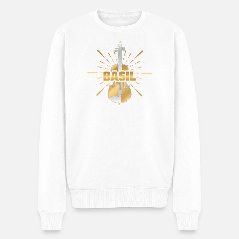 Basil - Männer Premium Bio Pullover - Weiß