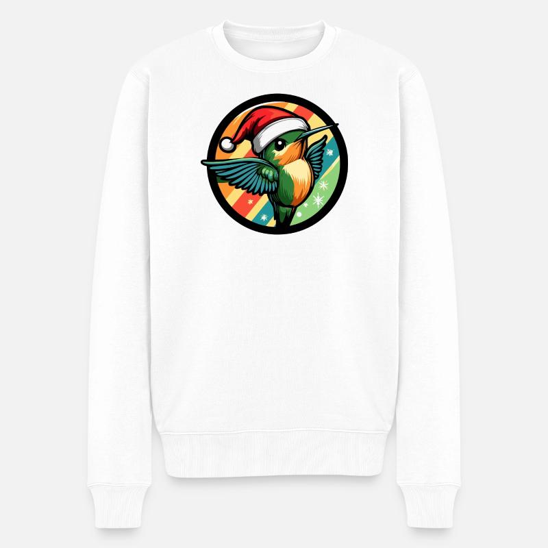 Kolibri im Regenbogen Weihnachtslook - Männer Premium Bio Pullover - Weiß