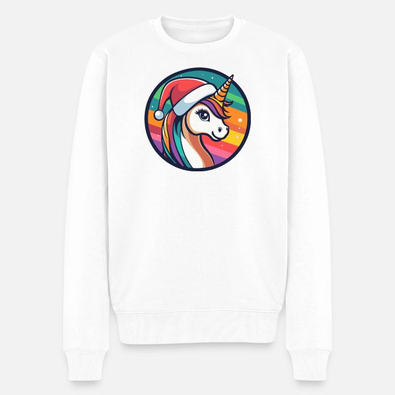 Einhorn Winterzauber - Männer Premium Bio Pullover - Weiß