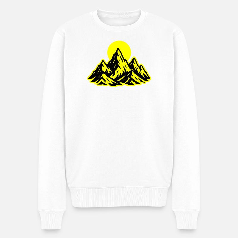 Berge Sonne - Männer Premium Bio Pullover - Weiß
