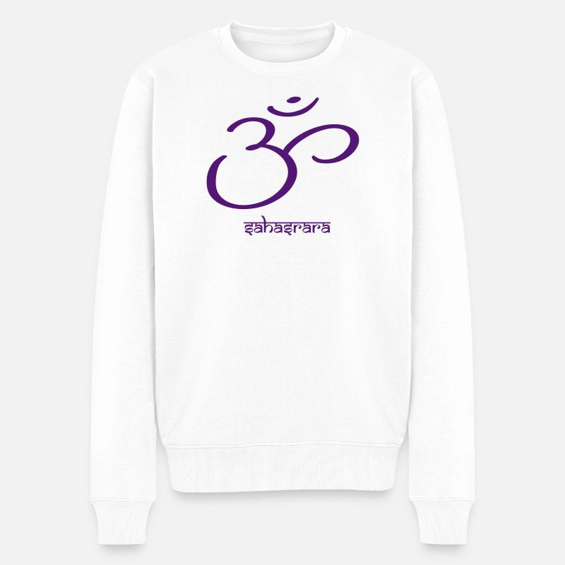 Sahasrara Krone Chakra Purpur Symbol - Männer Premium Bio Pullover - Weiß