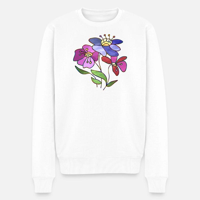 Blumen - Männer Premium Bio Pullover - Weiß