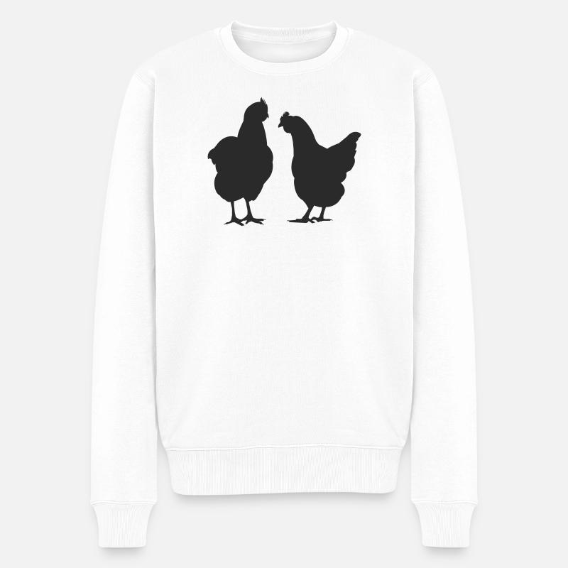 Silhouette des deux poulets - Pull Premium bio Homme - blanc