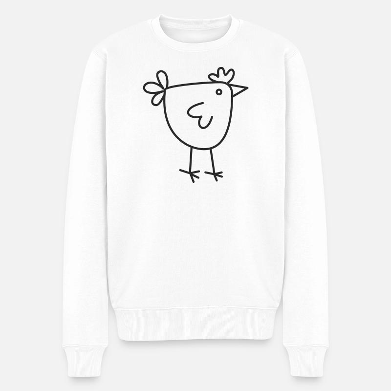 Huhn in Strichzeichnung - Männer Premium Bio Pullover - Weiß