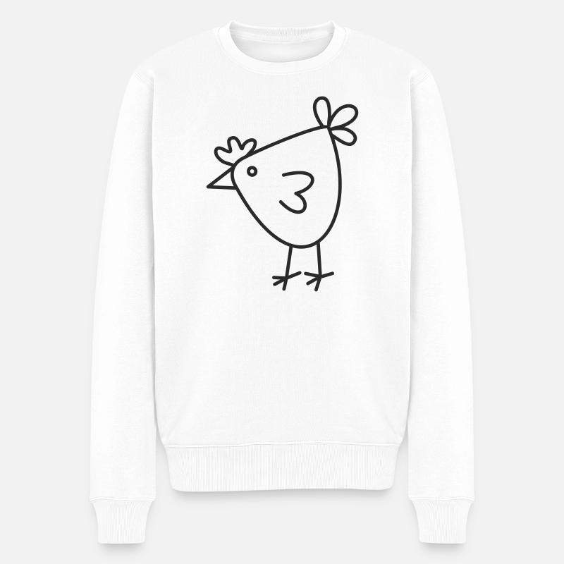 Dessin animé Joyeuse Poule - Pull Premium bio Homme - blanc