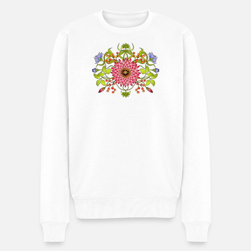 Blumen - Männer Premium Bio Pullover - Weiß
