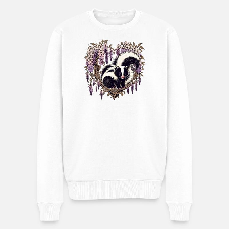 Wisteria-Herzdachs-Illustration - Männer Premium Bio Pullover - Weiß