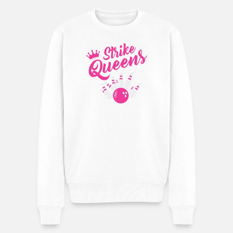 Strike Queens Bowling Team Design - Männer Premium Bio Pullover - Weiß