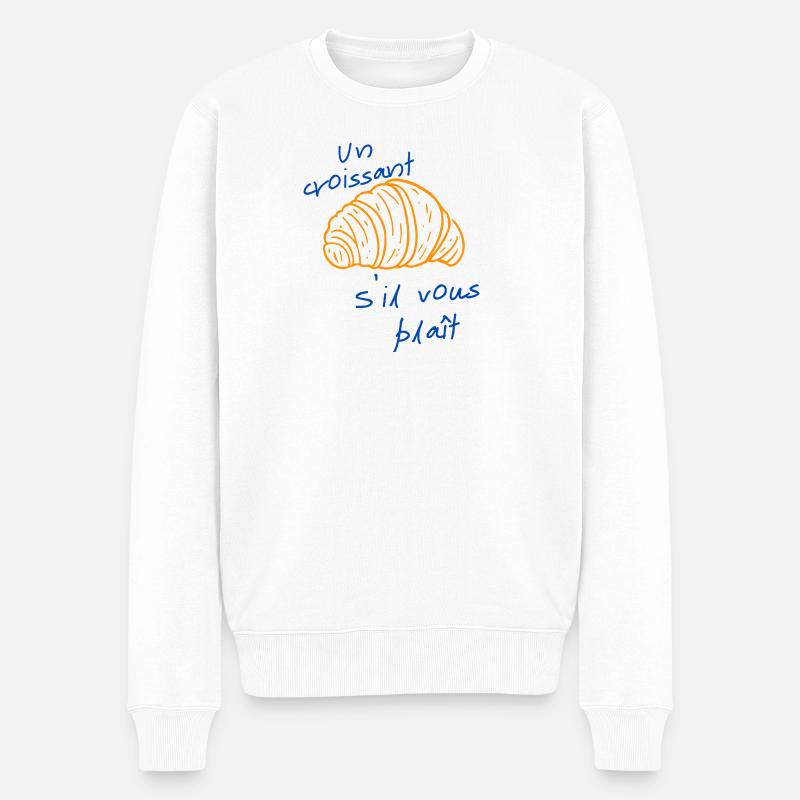 Ein Croissant bitte - Männer Premium Bio Pullover - Weiß