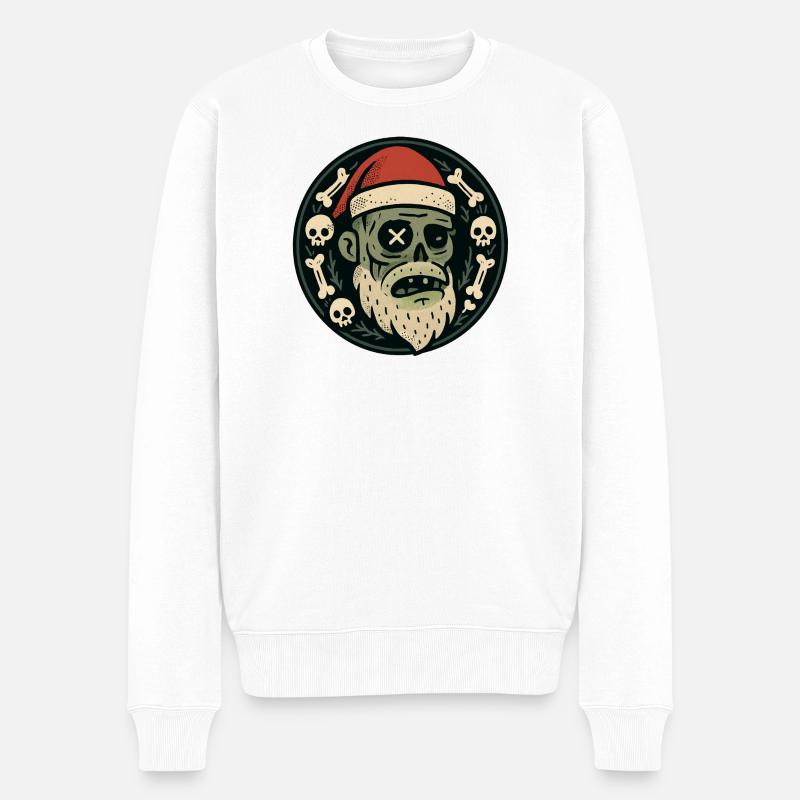 Zombie-Weihnachtsmann - Männer Premium Bio Pullover - Weiß