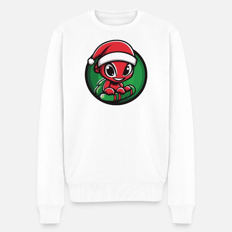 Ameise mit Santa-Hut - Männer Premium Bio Pullover - Weiß