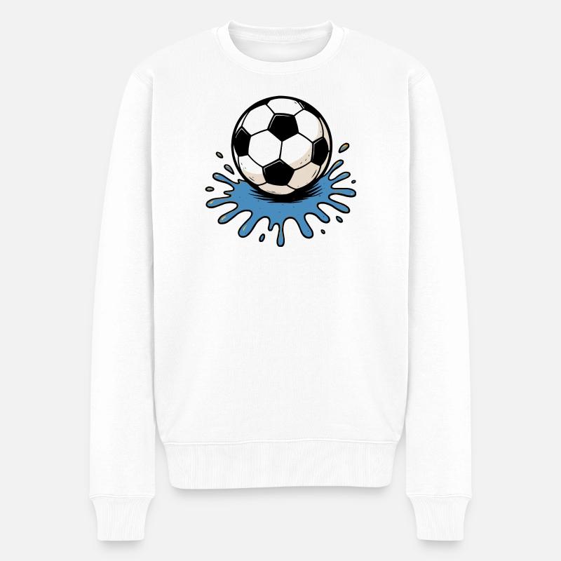 Spritzender Fußball - Männer Premium Bio Pullover - Weiß