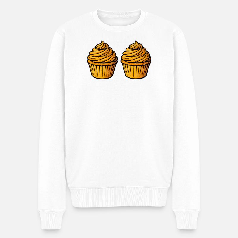 Cupcake Backen Comic - Männer Premium Bio Pullover - Weiß