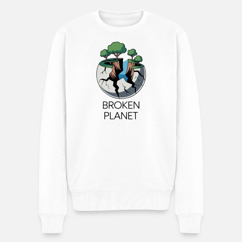 Cracked Planet Öko-Szene - Männer Premium Bio Pullover - Weiß