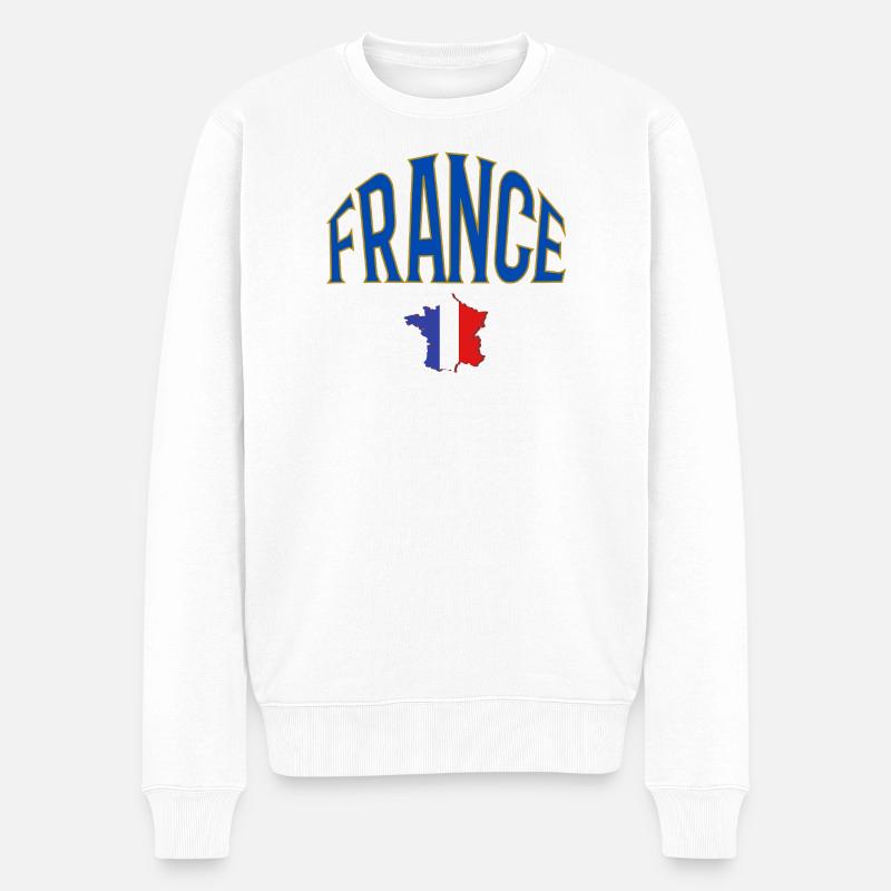 France - Männer Premium Bio Pullover - Weiß