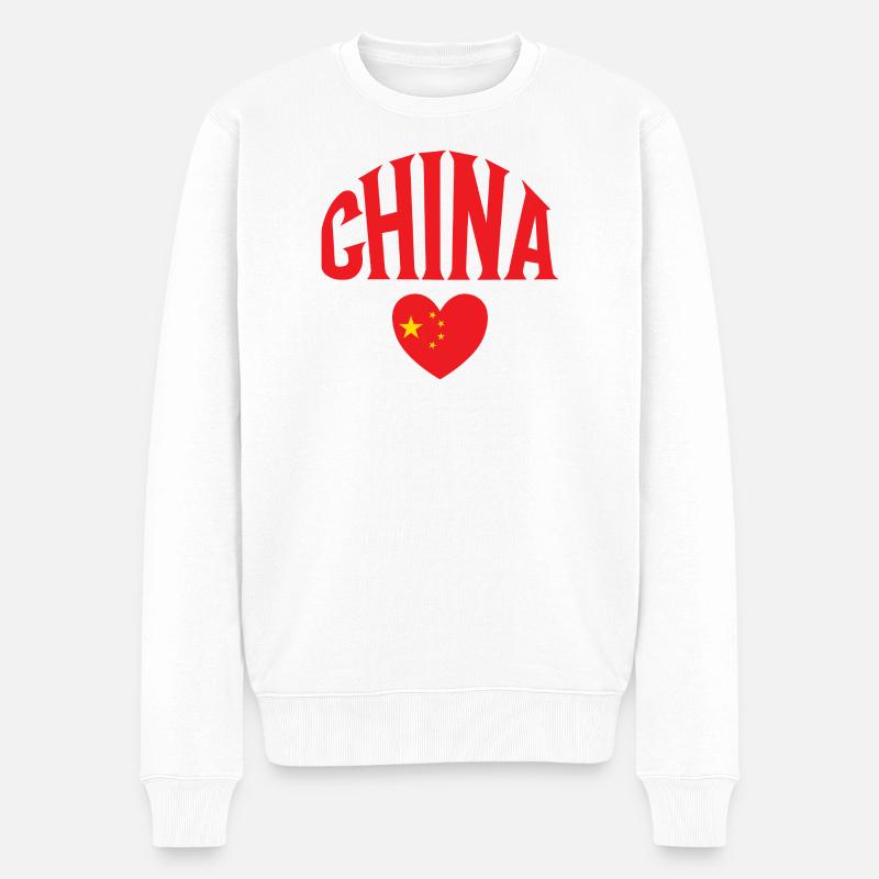China - Männer Premium Bio Pullover - Weiß