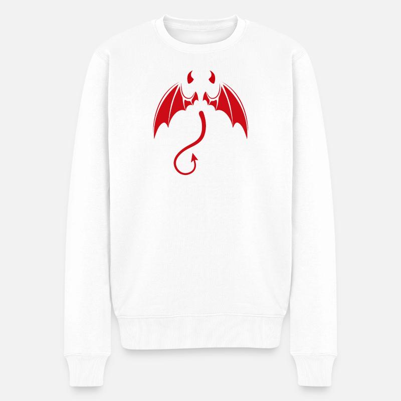 Roter Dämonendrache mit Flügeln - Männer Premium Bio Pullover - Weiß