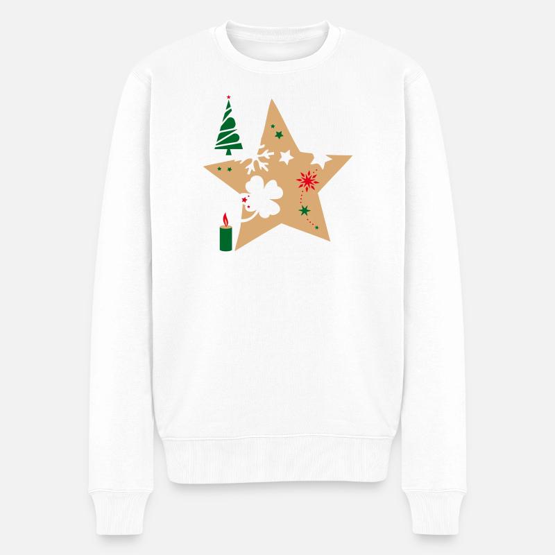 Weihnachtsstern Advent - Männer Premium Bio Pullover - Weiß