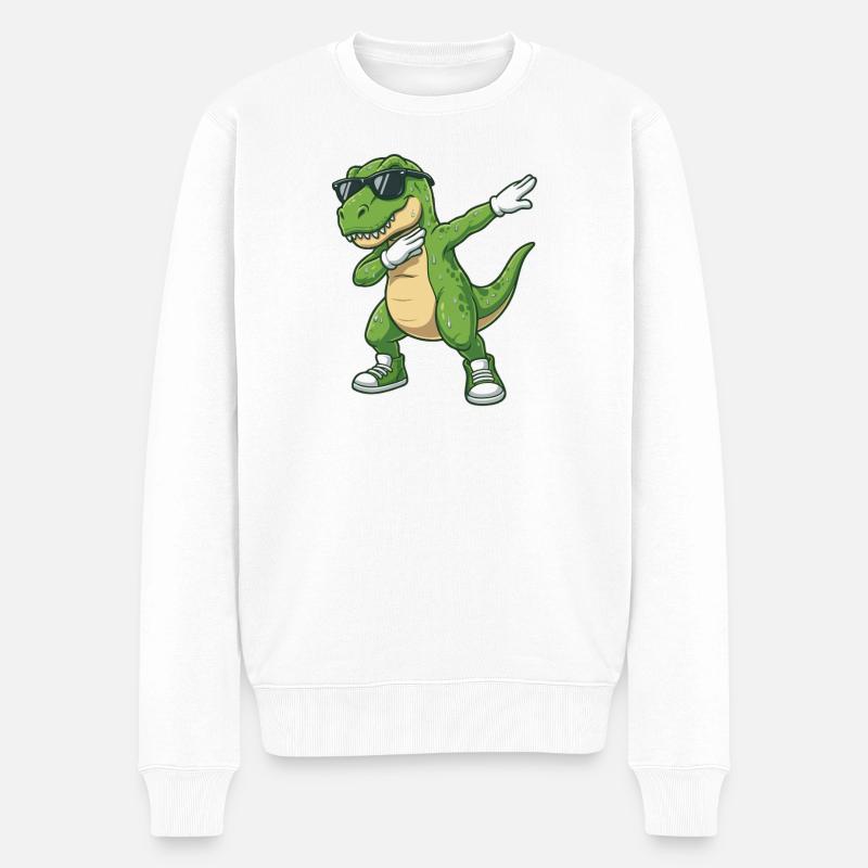 Dessin animé drôle de dinosaures d’entraînement - Pull Premium bio Homme - blanc