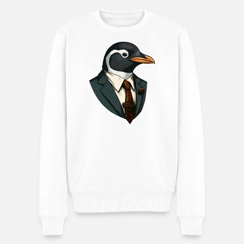 Business - Pinguin - Männer Premium Bio Pullover - Weiß