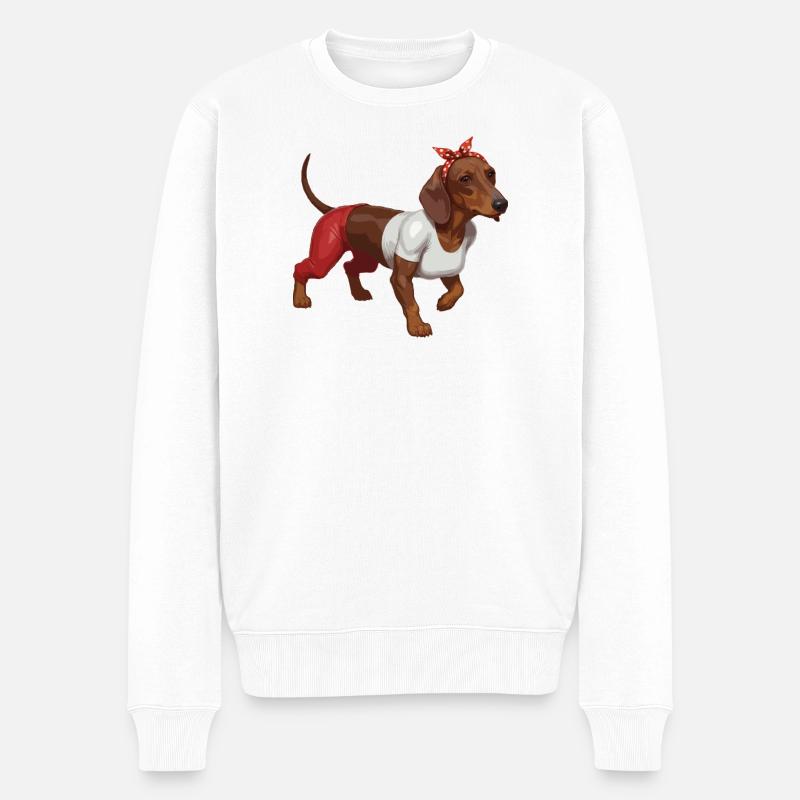 Teckel Pinup Teckel - Pull Premium bio Homme - blanc