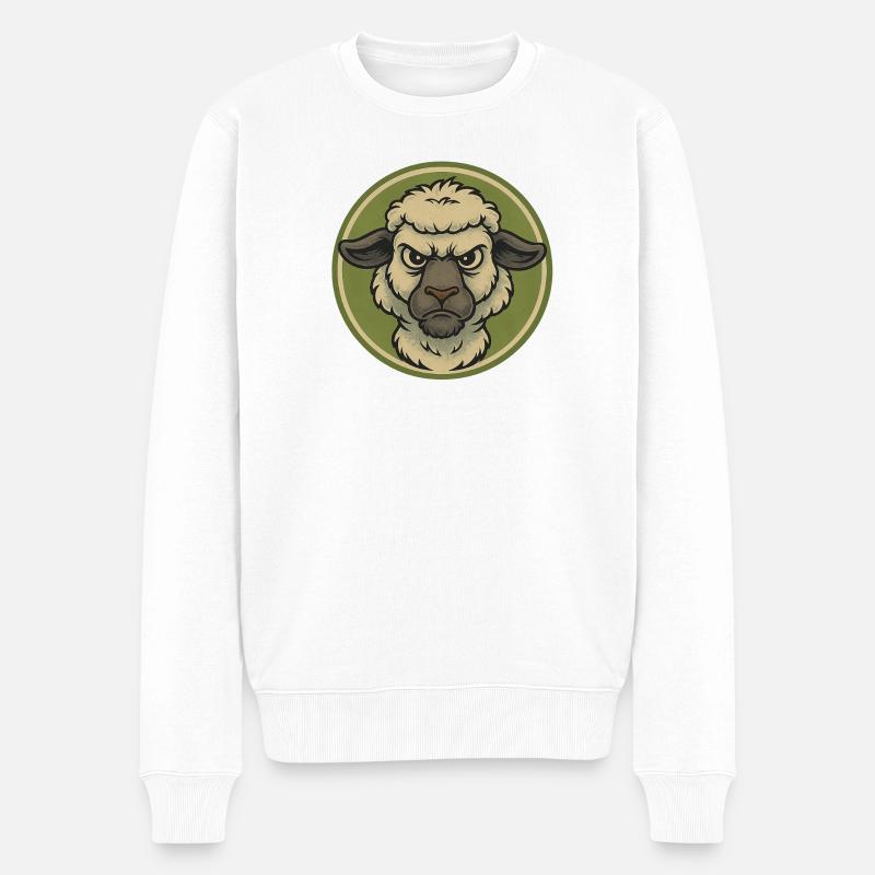 Emblème du mouton en colère - Pull Premium bio Homme - blanc