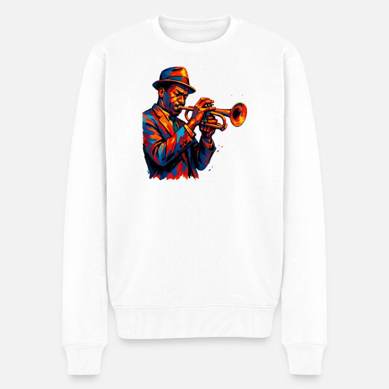 Jazz – Trompete – Musik - Männer Premium Bio Pullover - Weiß