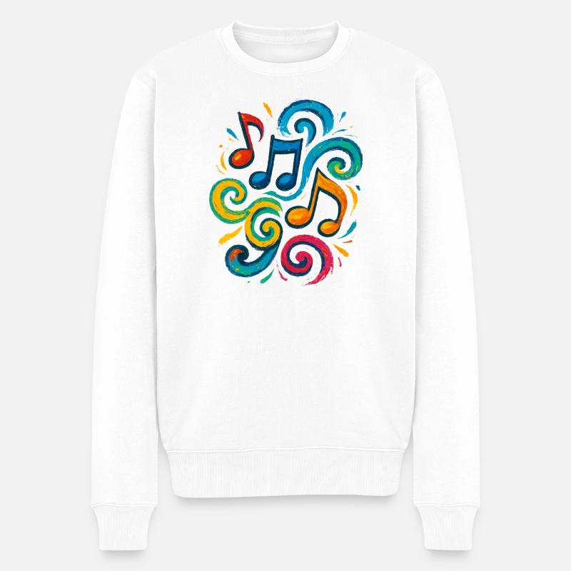 Bunte Musiknoten - Männer Premium Bio Pullover - Weiß