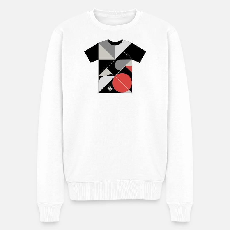 Geometrisches Mosaik: Rote Kreisblöcke - Männer Premium Bio Pullover - Weiß