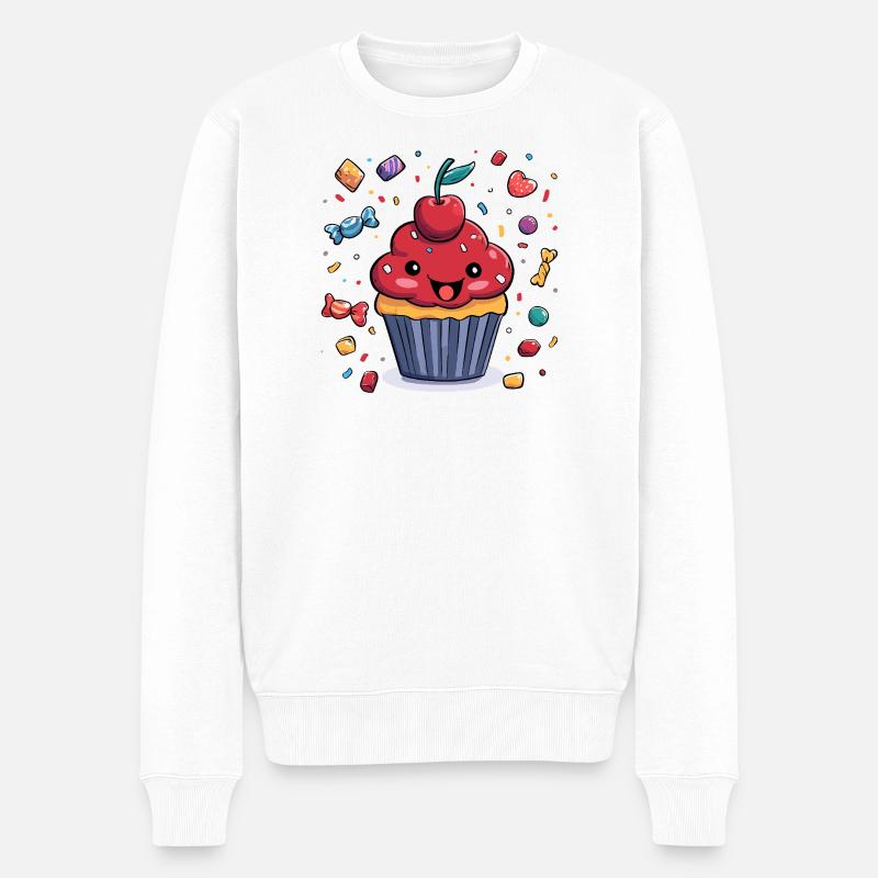 Cupcake kawaï avec confettis - Pull Premium bio Homme - blanc
