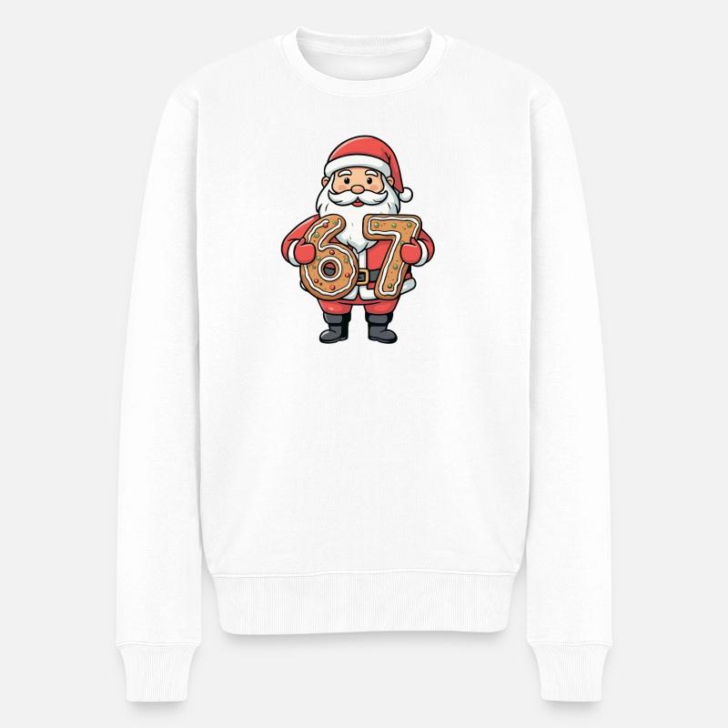 Santa 67 Meme-Keks-Ziffern - Männer Premium Bio Pullover - Weiß