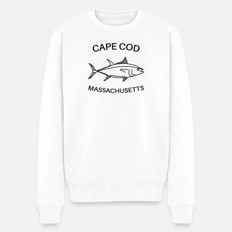 Cape Cod - Massachusetts États-Unis - Pêche - thon - Pull Premium bio Homme - blanc