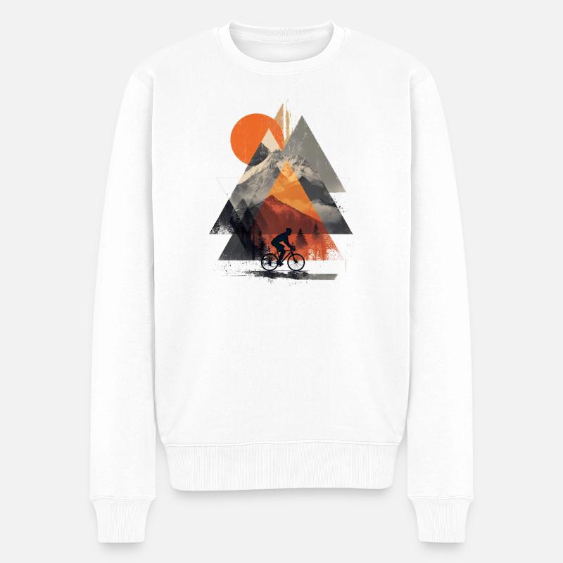 Mountain Geometry Cycling – Modern Adventure Art - Männer Premium Bio Pullover - Weiß
