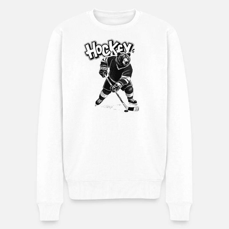 Eishockey Bär - Männer Premium Bio Pullover - Weiß