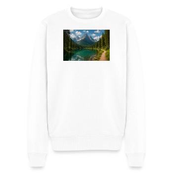 Bergseepfad im Wald - Männer Premium Bio Pullover - Weiß - Vorne - Thijin (182cm)