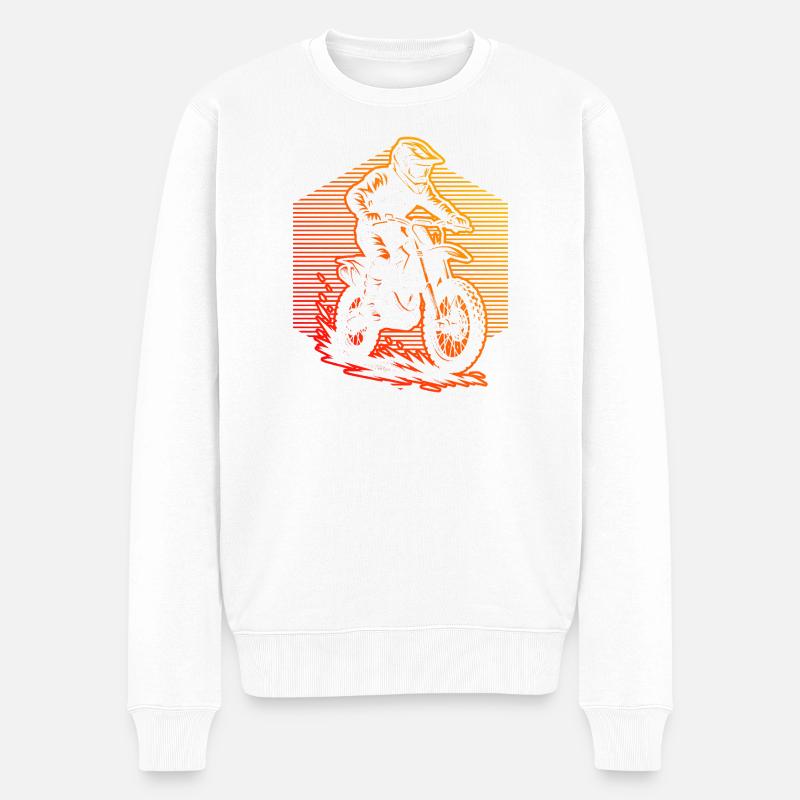 Minimalistisches Motocross Motiv - Männer Premium Bio Pullover - Weiß